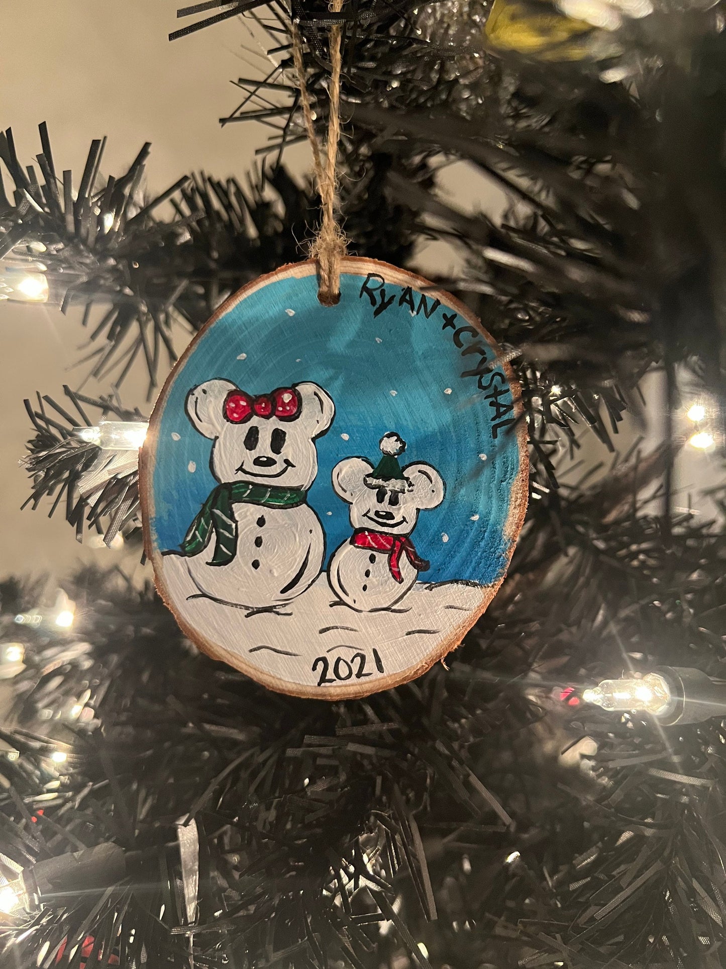 Hand painted Snowman  Family Ornaments