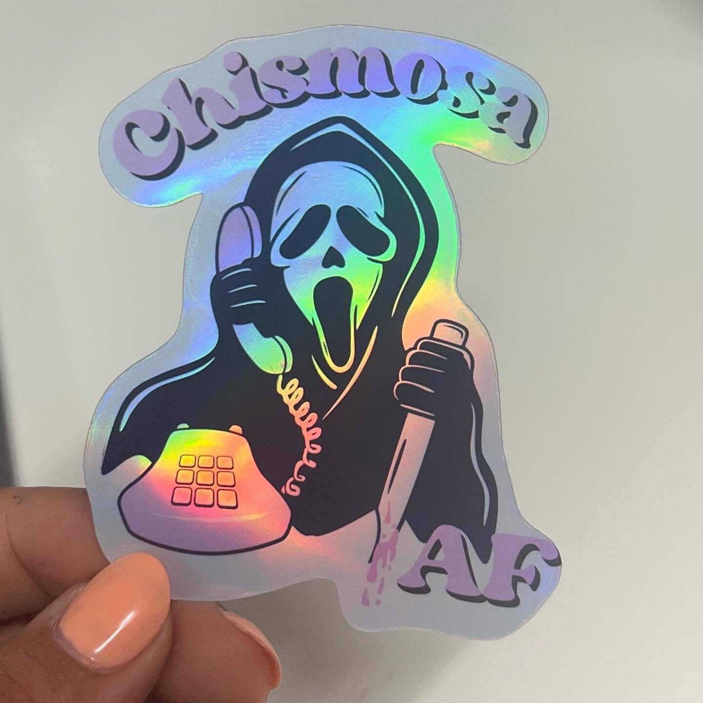 Holographic Ghostface Chismosa, scream waterproof vinyl sticker