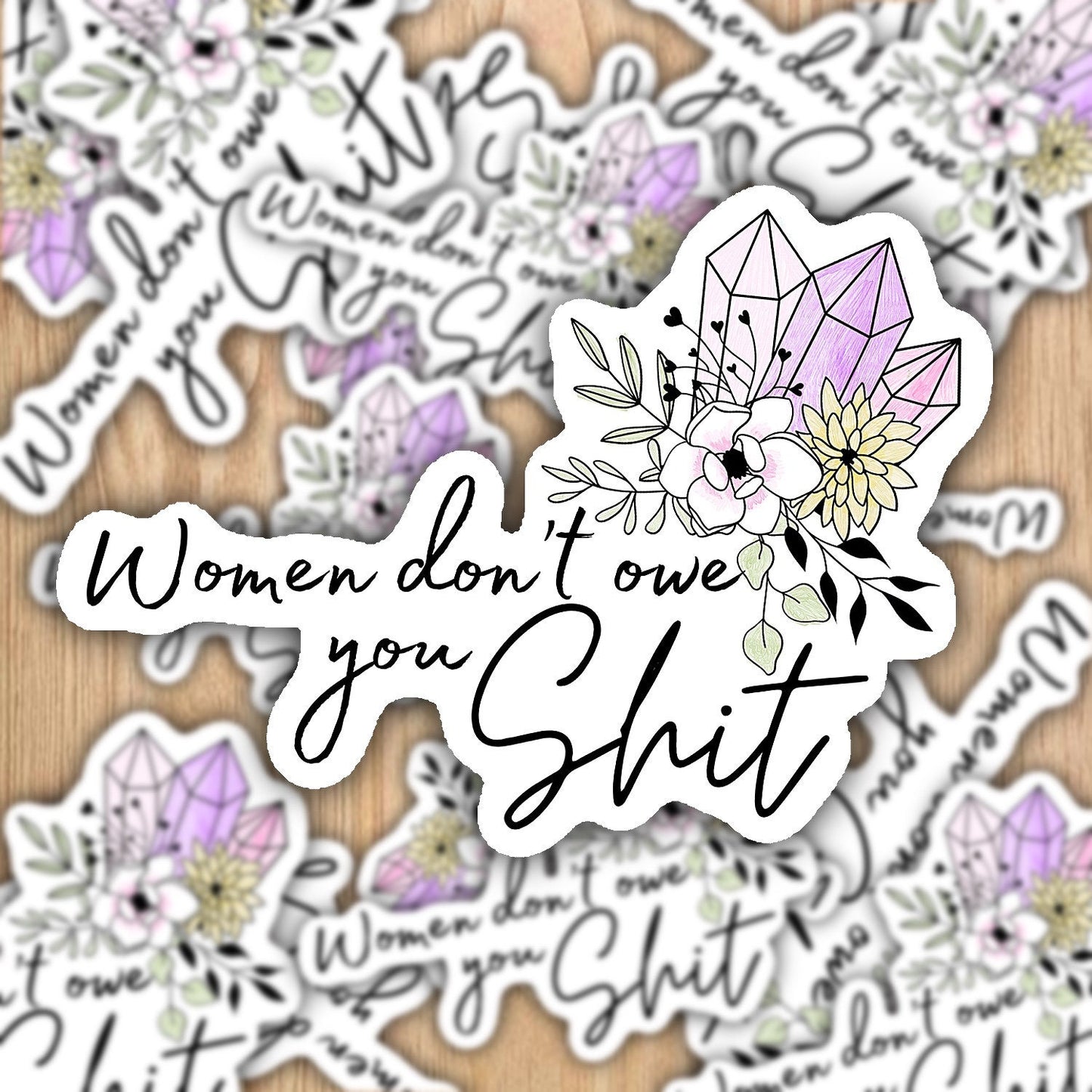 Women don't owe you shit, Womens rights, reproductive rights, abortion ban  Waterproof Vinyl sticker