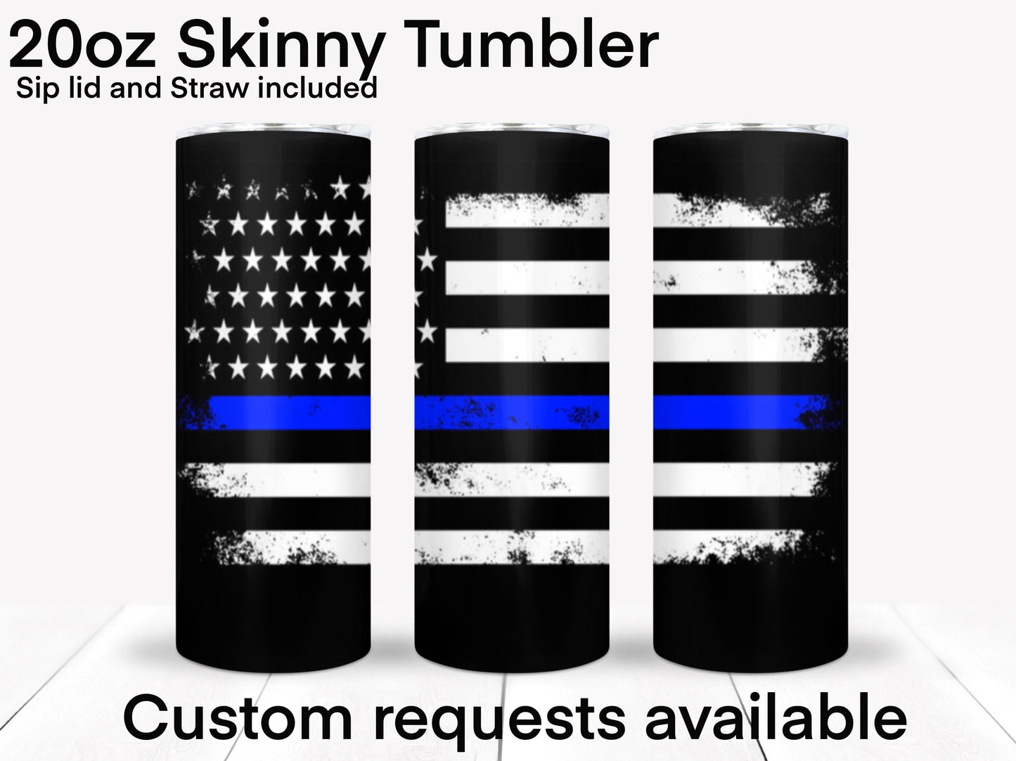 Blue Line Flag Police Tumbler